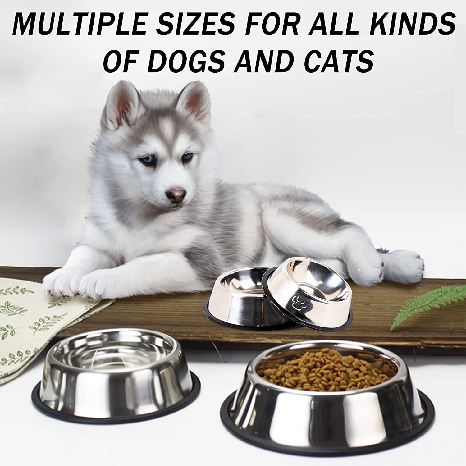 Stainless steel dog and cat bowl