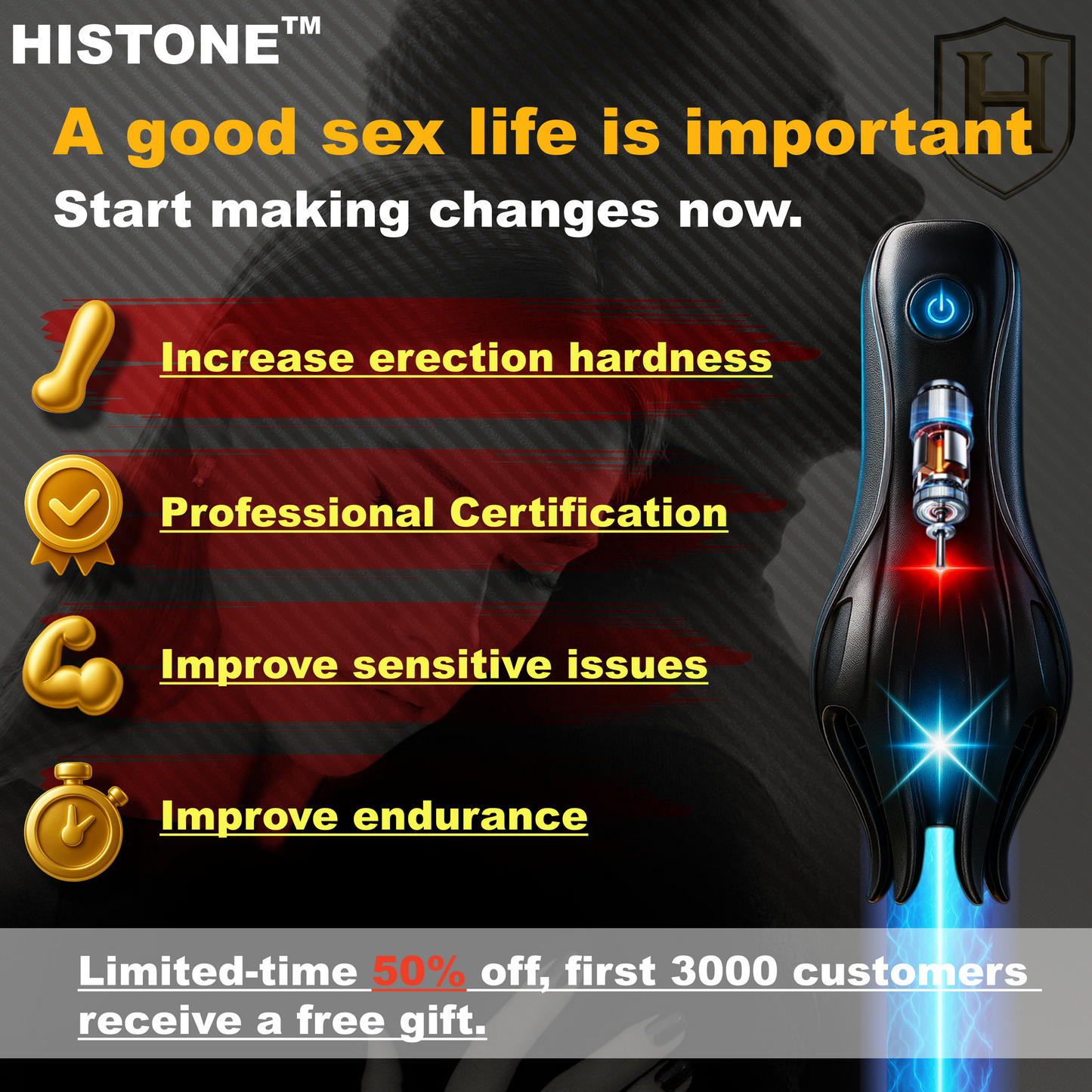 Male Excel Health - HISTONE™ Vibration Pulse Device, Home Therapy Device