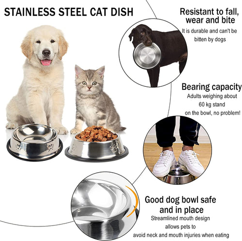 Stainless steel dog and cat bowl