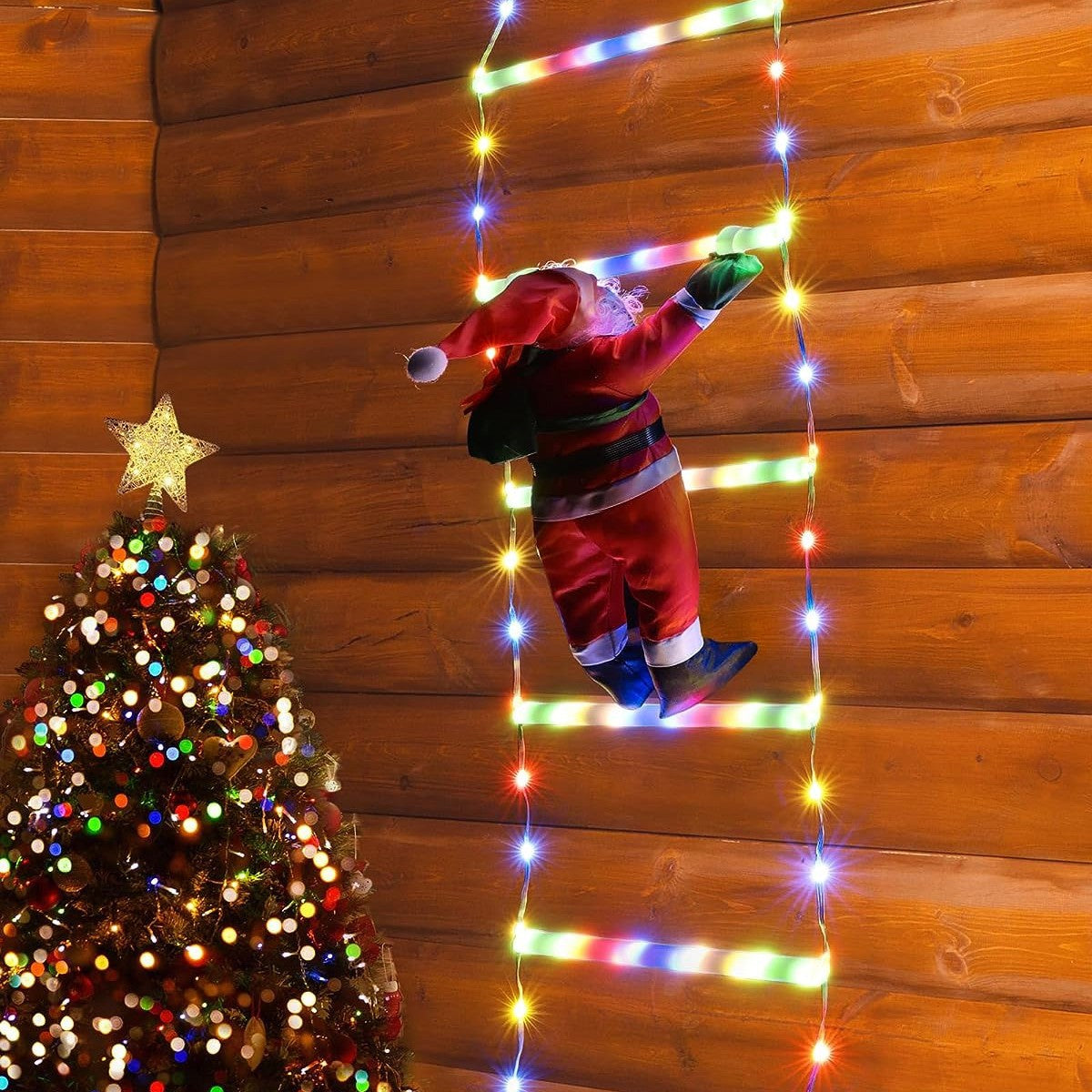 Christmas Santa Climbing Stairs Light