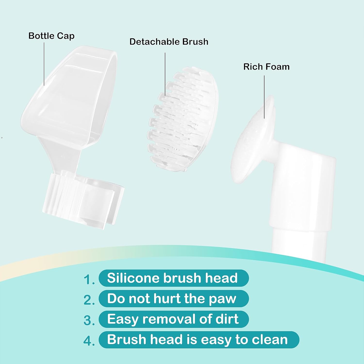 No-rinse foam paw cleaner for dogs and cats