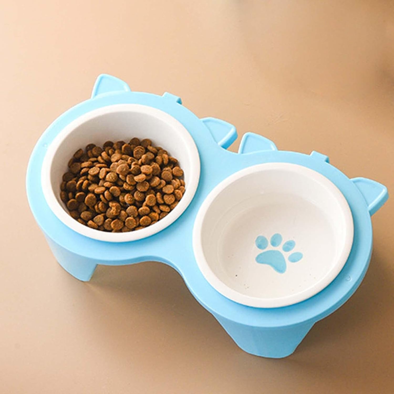 Indoor cat tall slanted cat food bowl