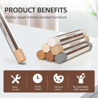 Wood Filler Sticks,12colors Wood Wax Crayons for Repairing Scratches