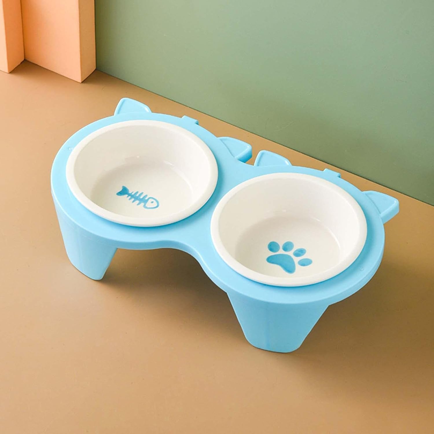Indoor cat tall slanted cat food bowl