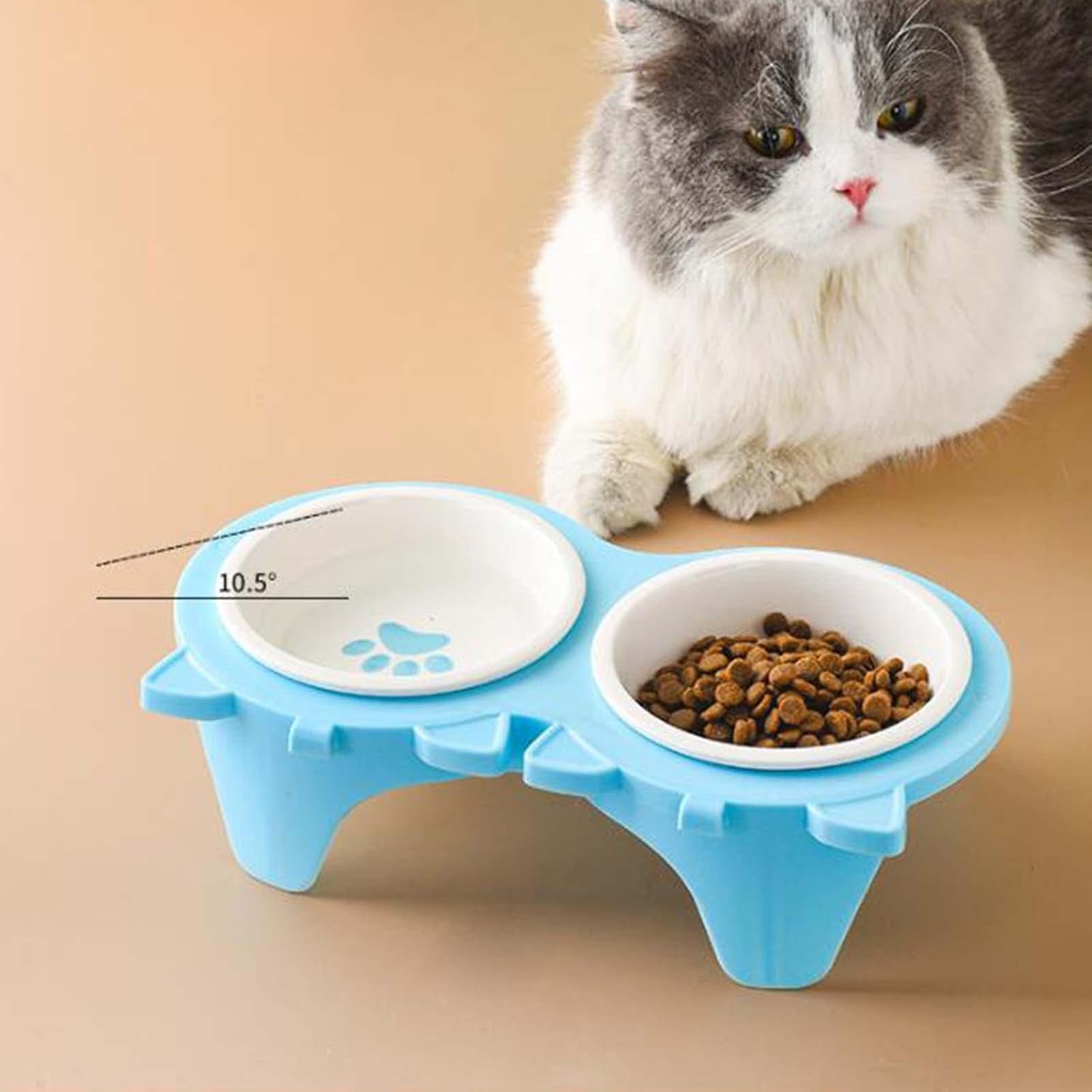 Indoor cat tall slanted cat food bowl