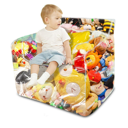 Transparent storage stool, waterproof and stuffable for storing plush toys