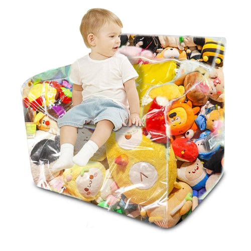 Transparent storage stool, waterproof and stuffable for storing plush toys