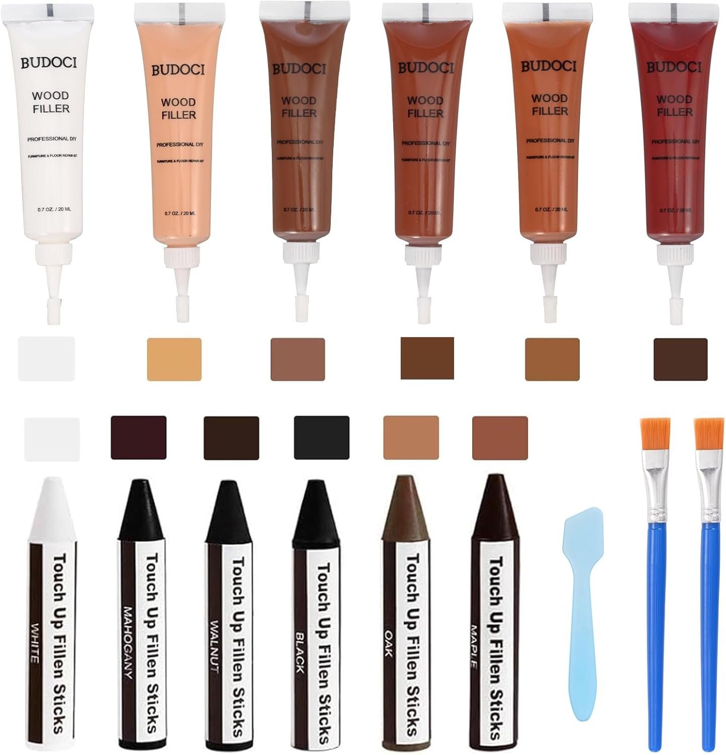 Wood Filler and Wax Fill-Sticks Kit for Furniture Repair,12 Colors Wood Repair Kit for Scratch Cover, Restore Cracks, Hole, Door, Floor, Table, Cabinet -Restore a Finish for Woods