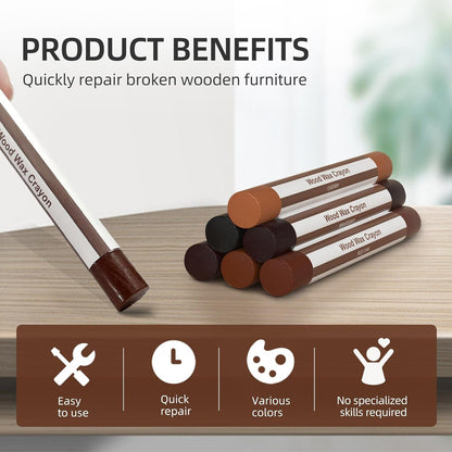 Wood Filler Sticks,12colors Wood Wax Crayons for Repairing Scratches