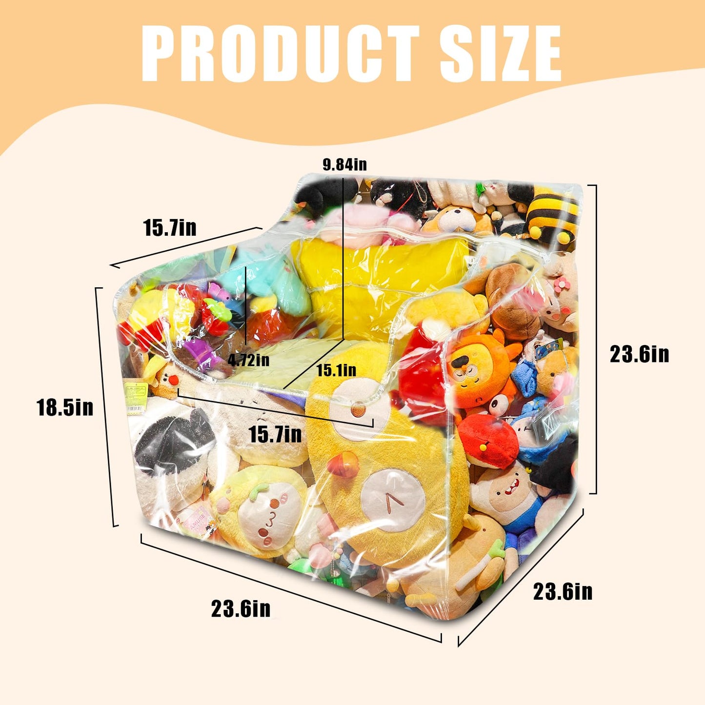 Transparent storage stool, waterproof and stuffable for storing plush toys