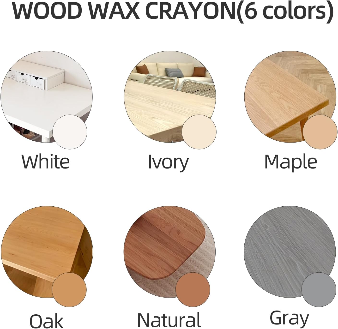 Wood Filler Sticks,12colors Wood Wax Crayons for Repairing Scratches