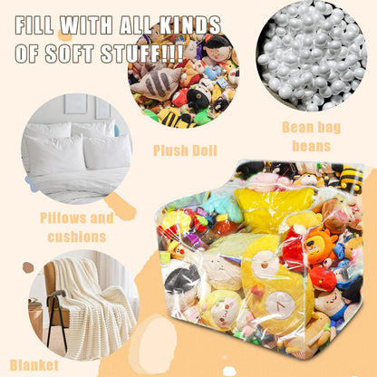 Transparent storage stool, waterproof and stuffable for storing plush toys