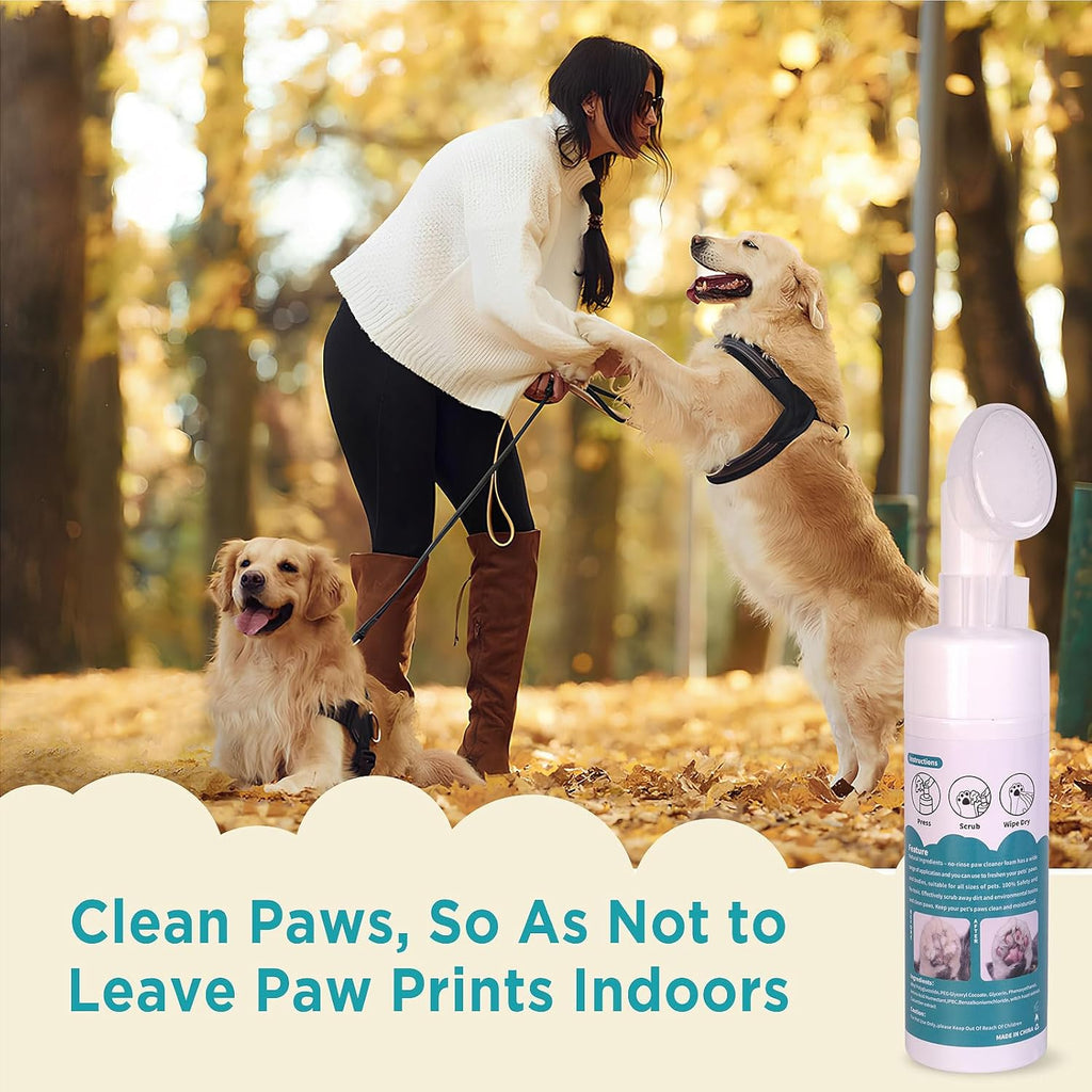 No-rinse foam paw cleaner for dogs and cats