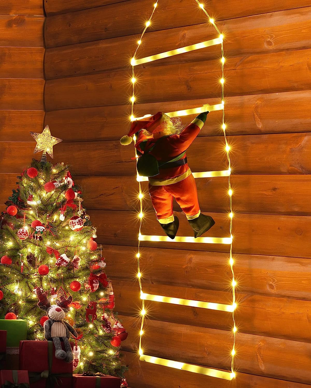 Christmas Santa Climbing Stairs Light
